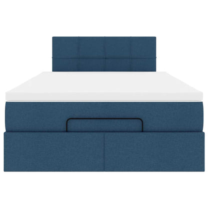 Ottoman-Bett mit Matratze Blau 120x200 cm Stoff