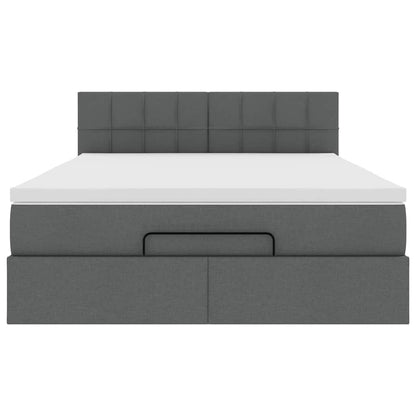 Ottoman-Bett mit Matratze Dunkelgrau 140x200 cm Stoff
