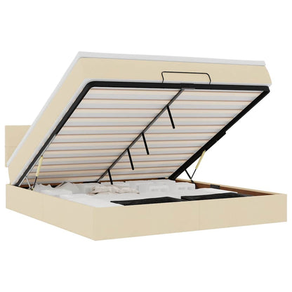 Ottoman-Bett mit Matratze Creme 160x200 cm Stoff