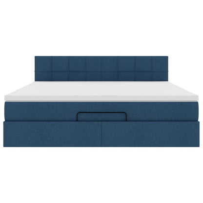 Ottoman-Bett mit Matratze Blau 160x200 cm Stoff