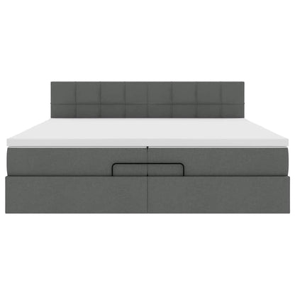 Ottoman-Bett mit Matratze Dunkelgrau 200x200 cm Stoff
