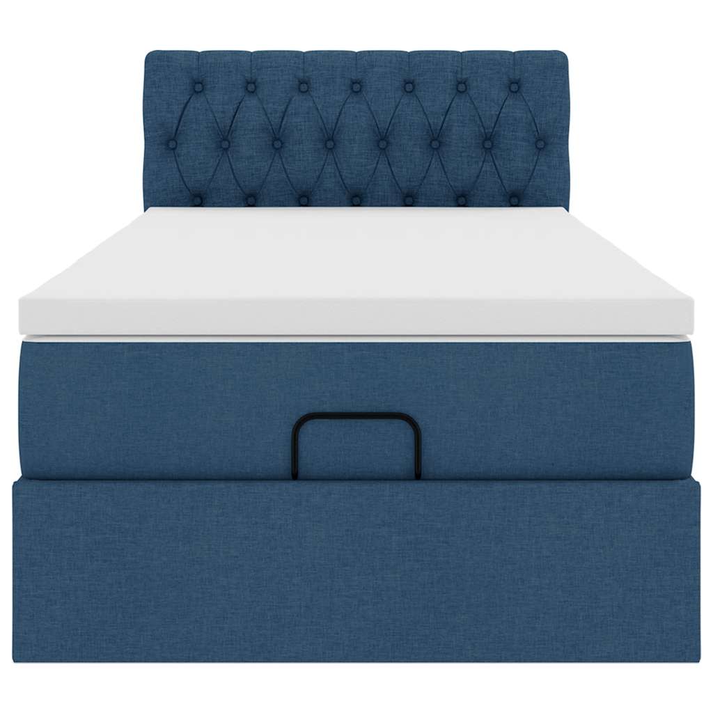 Ottoman-Bett mit Matratze Blau 90x190 cm Stoff