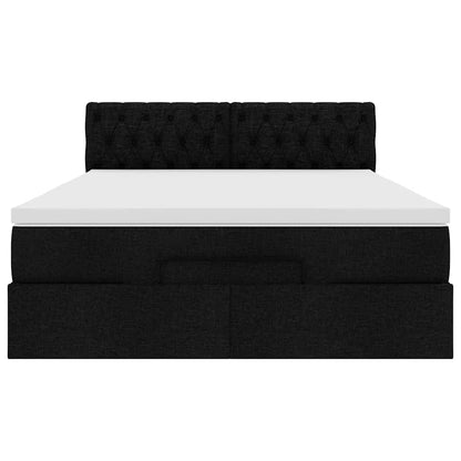 Ottoman-Bett mit Matratze Schwarz 140x190 cm Stoff