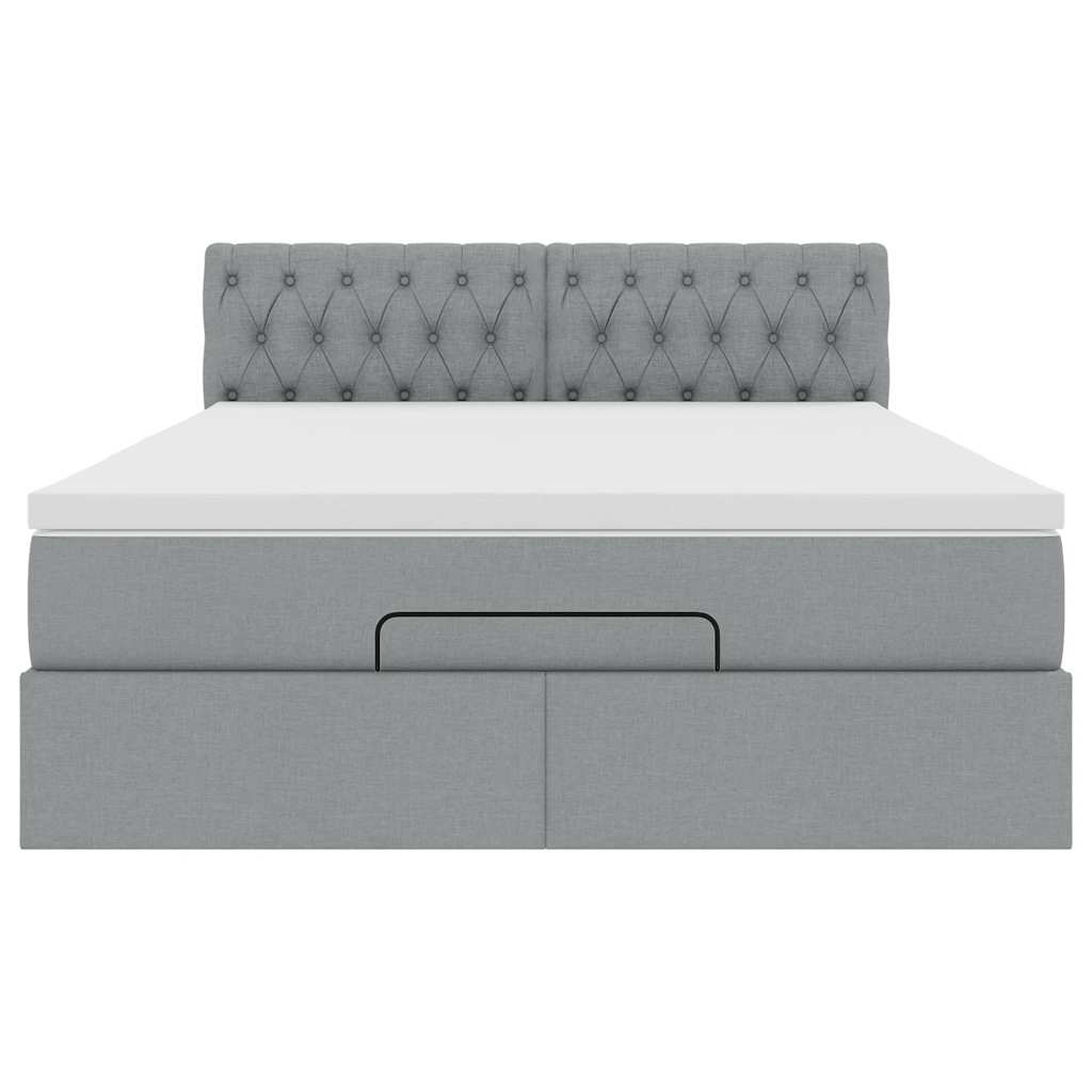 Ottoman-Bett mit Matratze Hellgrau 140x200 cm Stoff