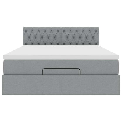 Ottoman-Bett mit Matratze Hellgrau 140x200 cm Stoff
