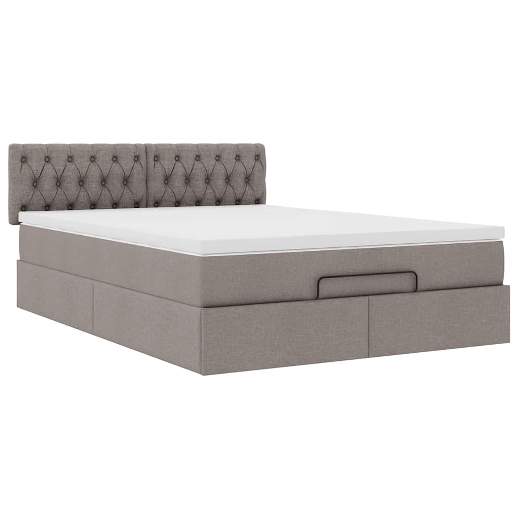 Ottoman-Bett mit Matratze Taupe 140x200 cm Stoff