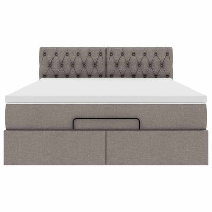 Ottoman-Bett mit Matratze Taupe 140x200 cm Stoff