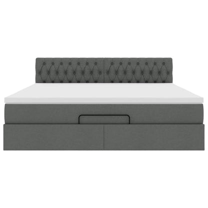 Ottoman-Bett mit Matratze Dunkelgrau 160x200 cm Stoff