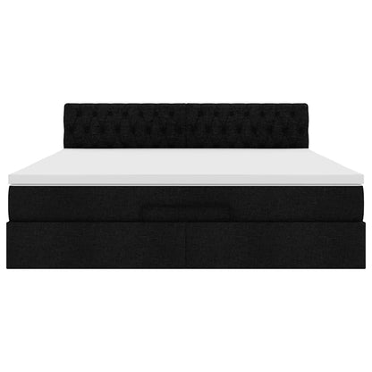 Ottoman-Bett mit Matratze Schwarz 180x200 cm Stoff
