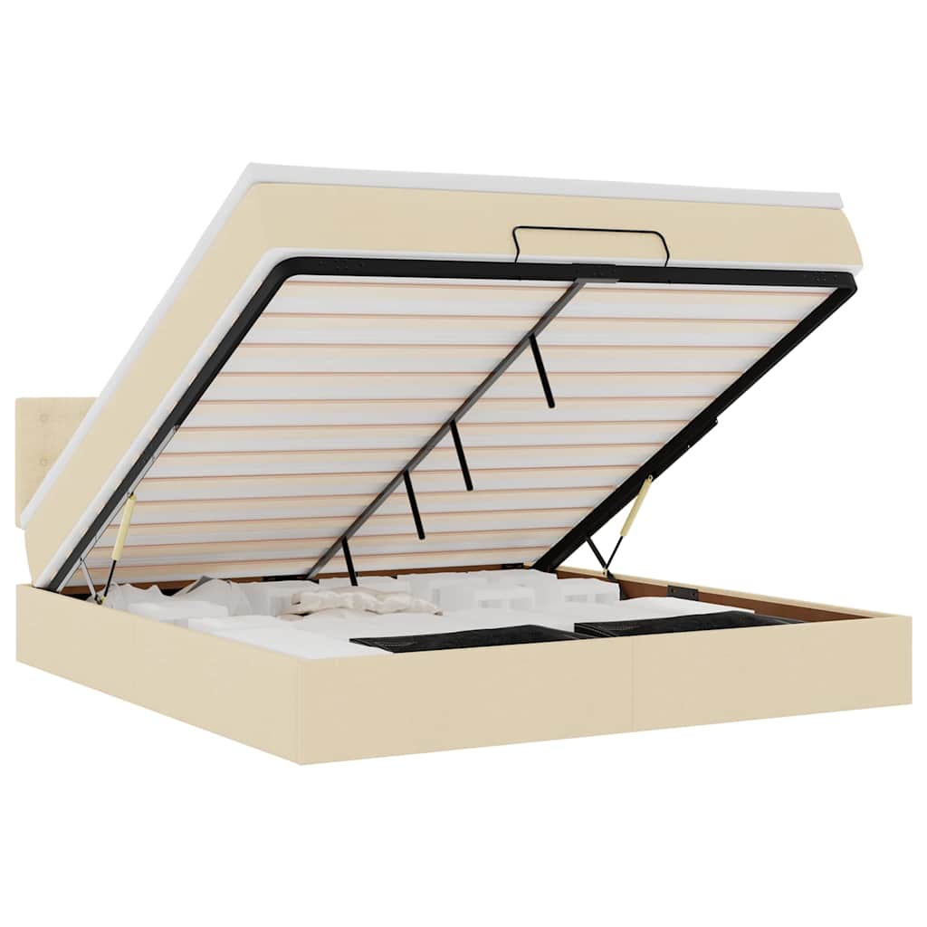 Ottoman-Bett mit Matratze Creme 160x200 cm Stoff