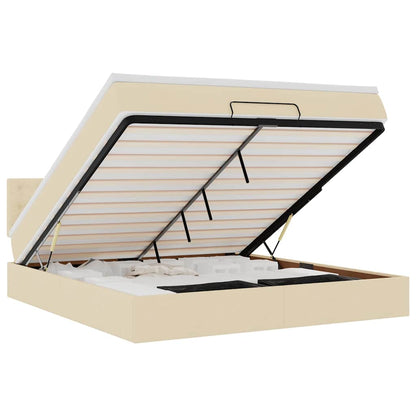 Ottoman-Bett mit Matratze Creme 160x200 cm Stoff