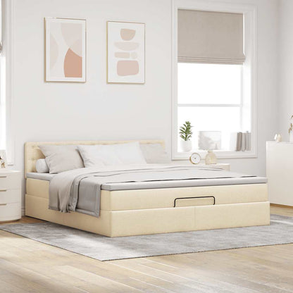 Ottoman-Bett mit Matratze Creme 160x200 cm Stoff