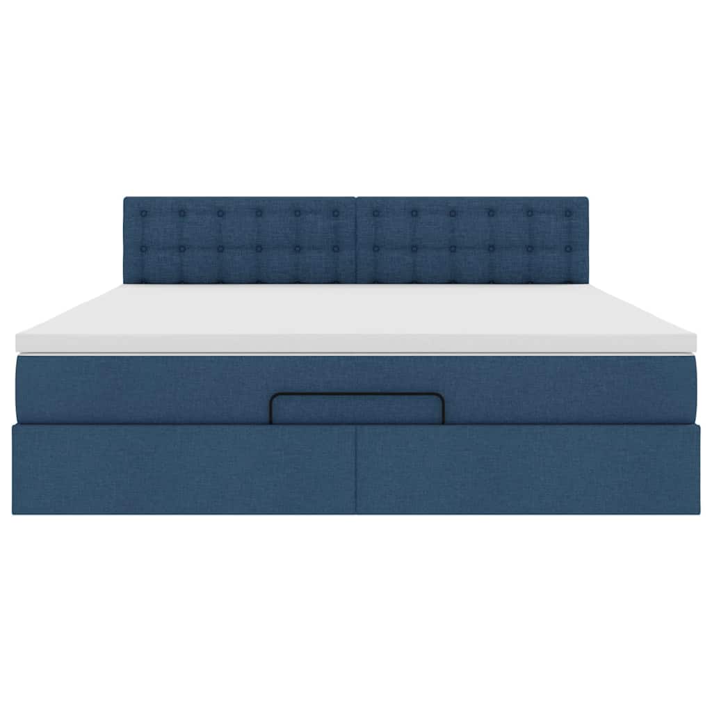 Ottoman-Bett mit Matratze Blau 160x200 cm Stoff