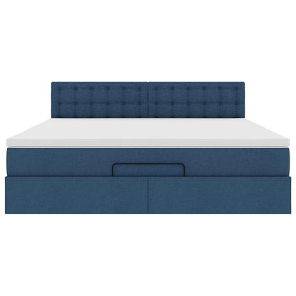 Ottoman-Bett mit Matratze Blau 160x200 cm Stoff