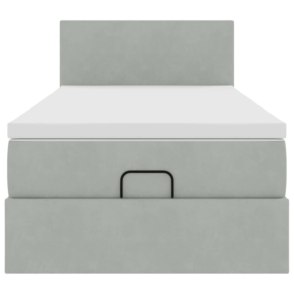 Ottoman-Bett mit Matratze Hellgrau 90x190 cm Samt