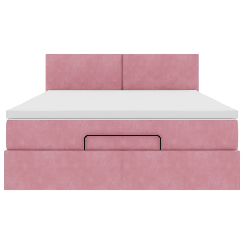 Ottoman-Bett mit Matratze Rosa 140x190 cm Samt