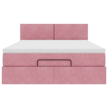 Ottoman-Bett mit Matratze Rosa 140x190 cm Samt