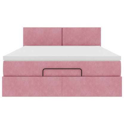 Ottoman-Bett mit Matratze Rosa 140x200 cm Samt