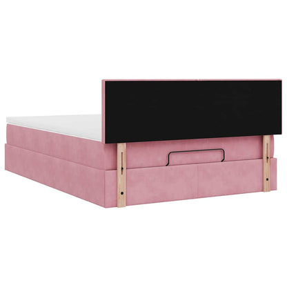 Ottoman-Bett mit Matratze Rosa 140x200 cm Samt
