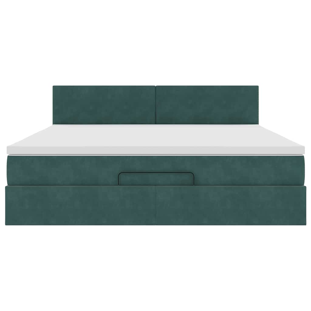 Ottoman-Bett mit Matratze Dunkelgrün 180x200 cm Samt