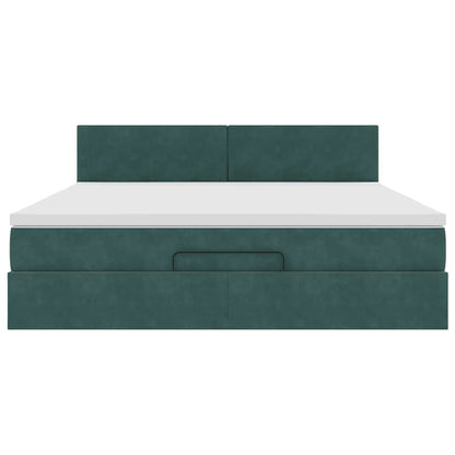 Ottoman-Bett mit Matratze Dunkelgrün 180x200 cm Samt