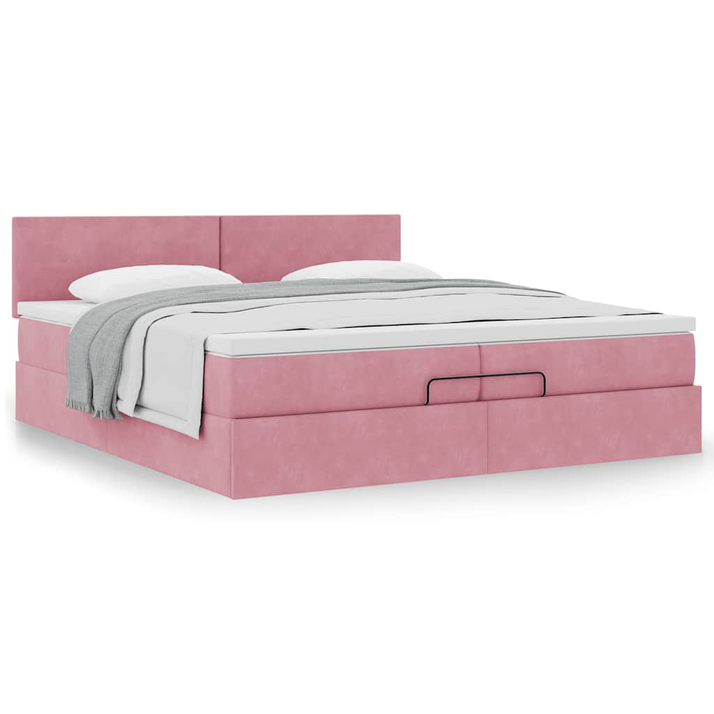 Ottoman-Bett mit Matratze Rosa 200x200 cm Samt