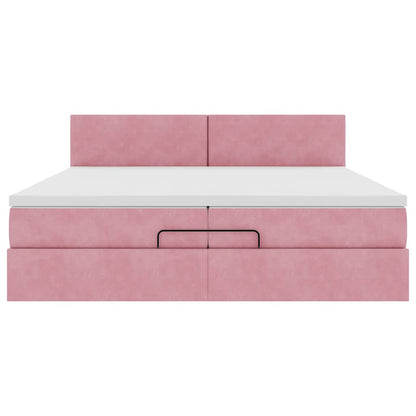 Ottoman-Bett mit Matratze Rosa 200x200 cm Samt