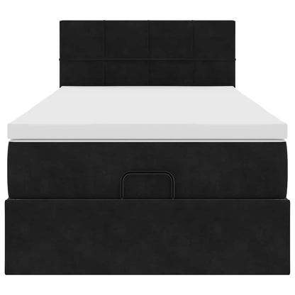 Ottoman-Bett mit Matratze Schwarz 90x200 cm Samt
