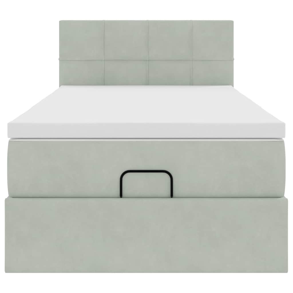 Ottoman-Bett mit Matratze Hellgrau 100x200 cm Samt