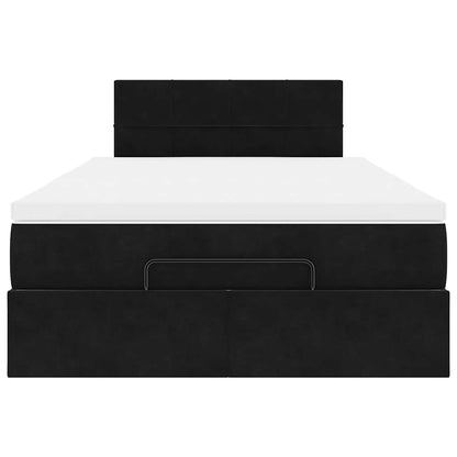 Ottoman-Bett mit Matratze Schwarz 120x190 cm Samt