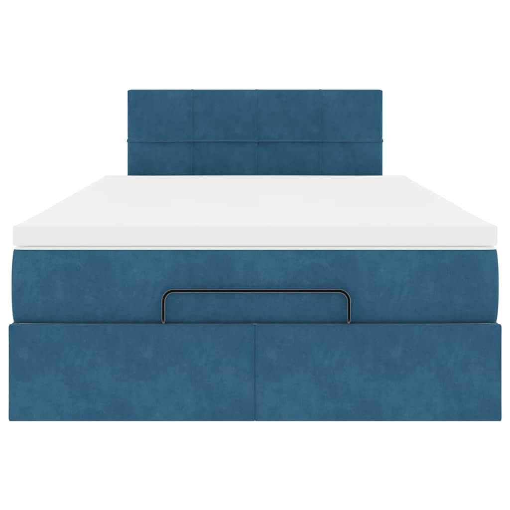 Ottoman-Bett mit Matratze Dunkelblau 120x190 cm Samt