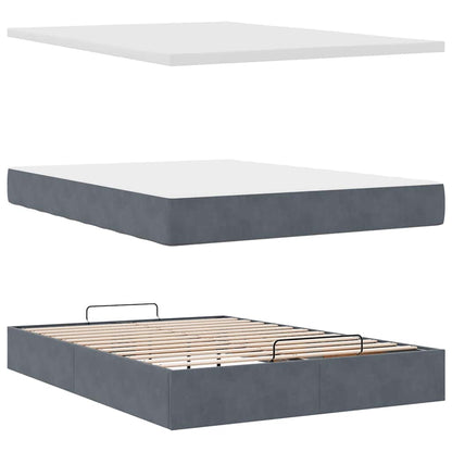 Ottoman-Bett mit Matratze Dunkelgrau 140x190 cm Samt