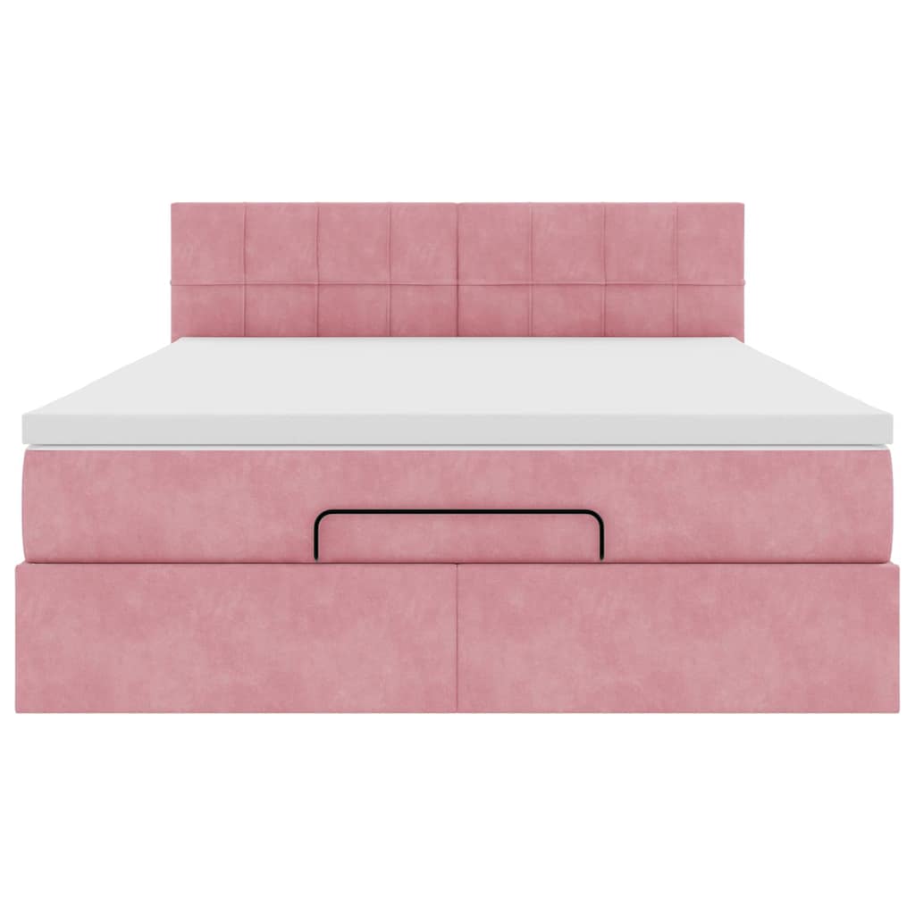 Ottoman-Bett mit Matratze Rosa 140x190 cm Samt