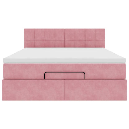 Ottoman-Bett mit Matratze Rosa 140x190 cm Samt