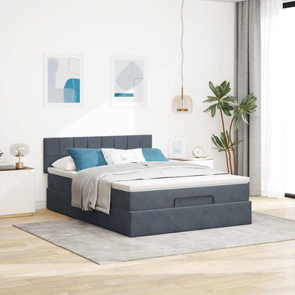 Ottoman-Bett mit Matratze Dunkelgrau 140x200 cm Samt
