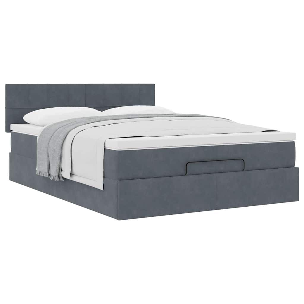 Ottoman-Bett mit Matratze Dunkelgrau 140x200 cm Samt