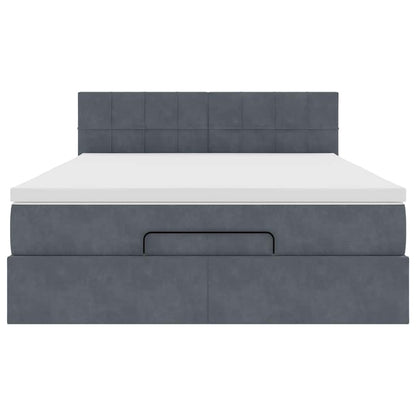 Ottoman-Bett mit Matratze Dunkelgrau 140x200 cm Samt