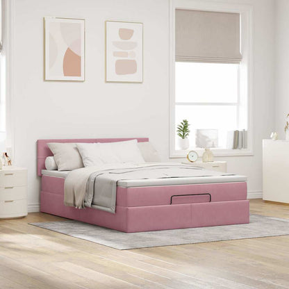 Ottoman-Bett mit Matratze Rosa 140x200 cm Samt