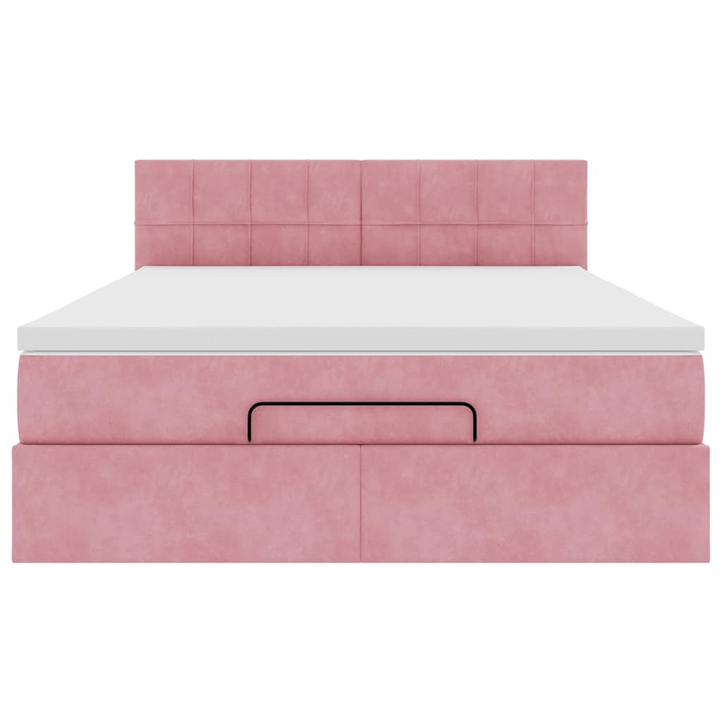Ottoman-Bett mit Matratze Rosa 140x200 cm Samt