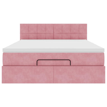 Ottoman-Bett mit Matratze Rosa 140x200 cm Samt
