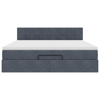 Ottoman-Bett mit Matratze Dunkelgrau 160x200 cm Samt