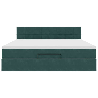 Ottoman-Bett mit Matratze Dunkelgrün 160x200 cm Samt