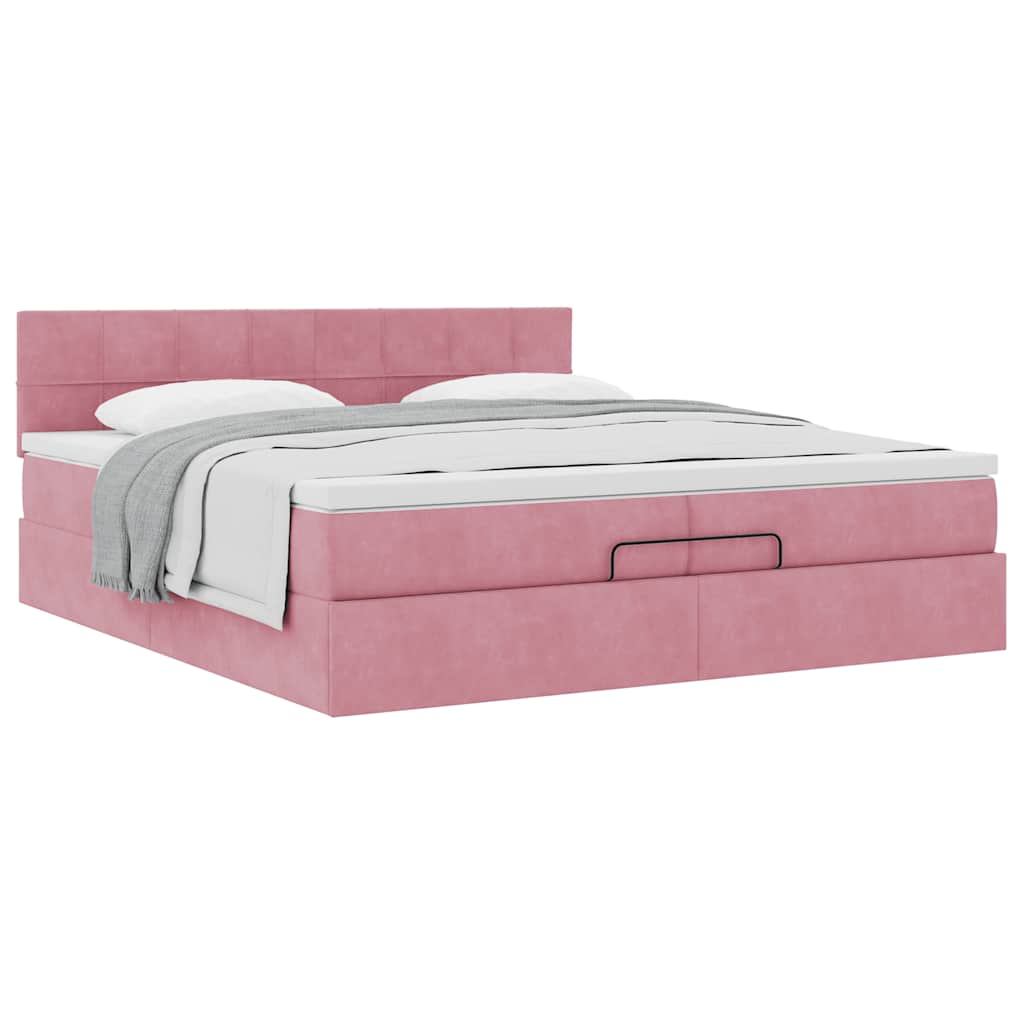 Ottoman-Bett mit Matratze Rosa 200x200 cm Samt