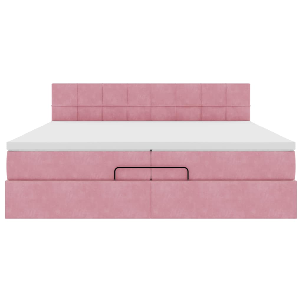 Ottoman-Bett mit Matratze Rosa 200x200 cm Samt