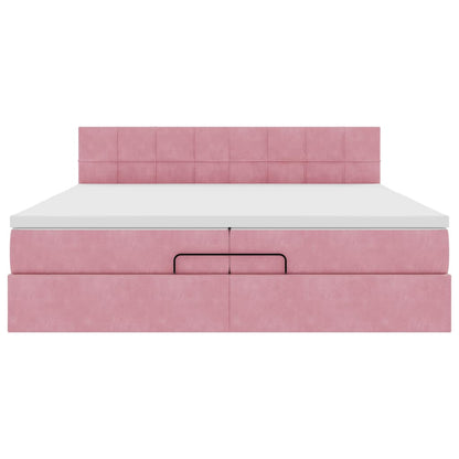 Ottoman-Bett mit Matratze Rosa 200x200 cm Samt