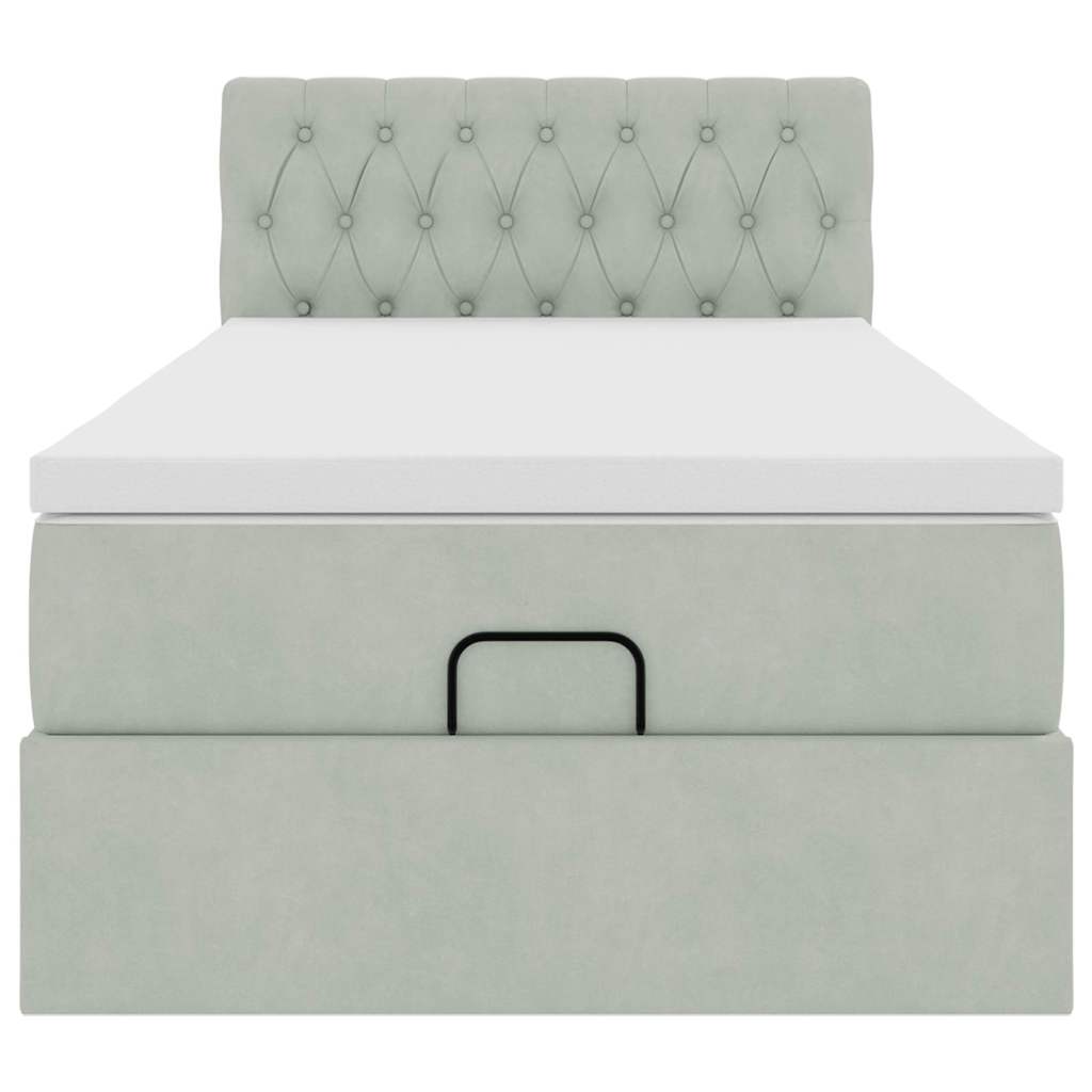 Ottoman-Bett mit Matratze Hellgrau 100x200 cm Samt