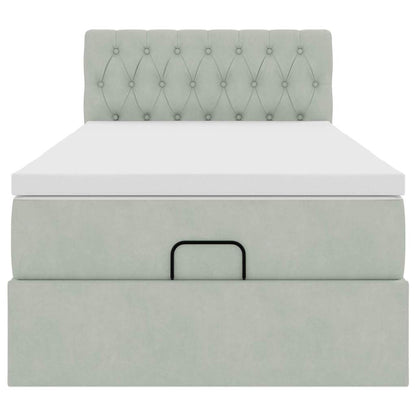 Ottoman-Bett mit Matratze Hellgrau 100x200 cm Samt