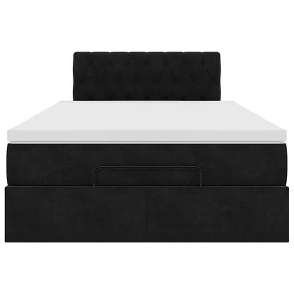 Ottoman-Bett mit Matratze Schwarz 120x190 cm Samt