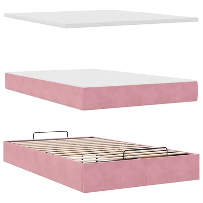 Ottoman-Bett mit Matratze Rosa 120x190 cm Samt