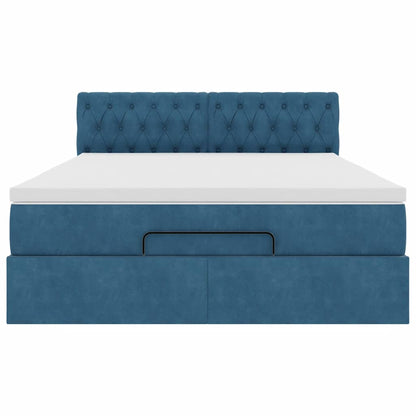 Ottoman-Bett mit Matratze Dunkelblau 140x200 cm Samt